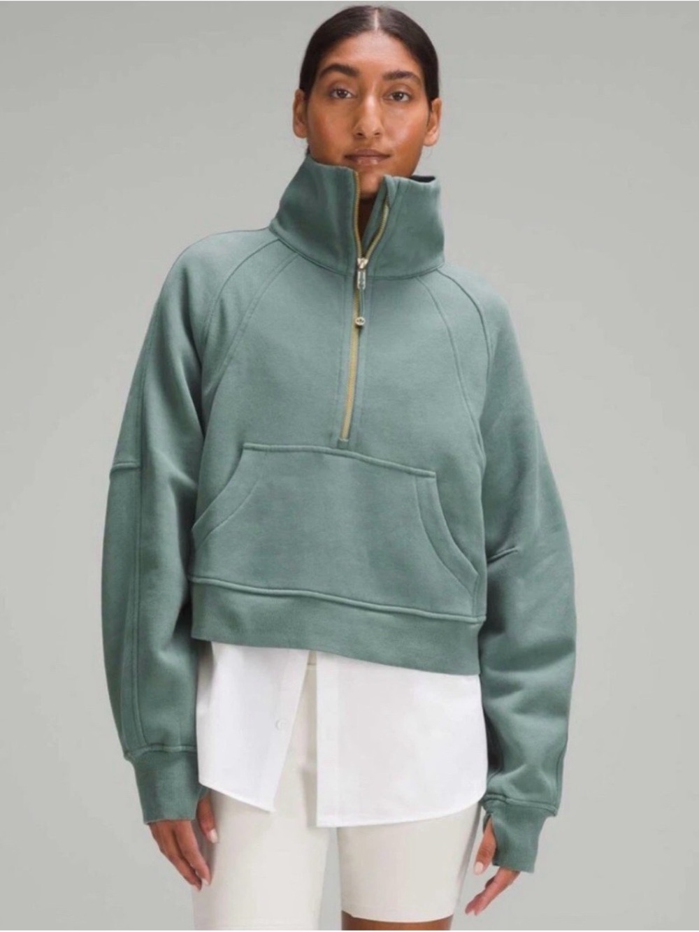Lululemon Medium Forest Scuba Oversized Funnel Neck Half Zip M/L